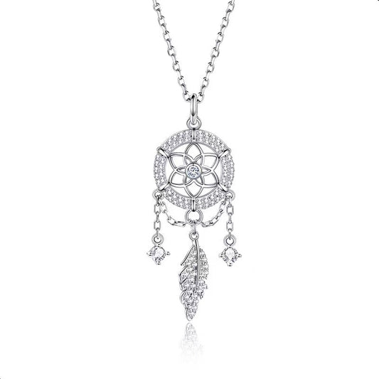 Chaîne Femme Argent avec Pendentif Attrape-Rêves –  Bijou Protection