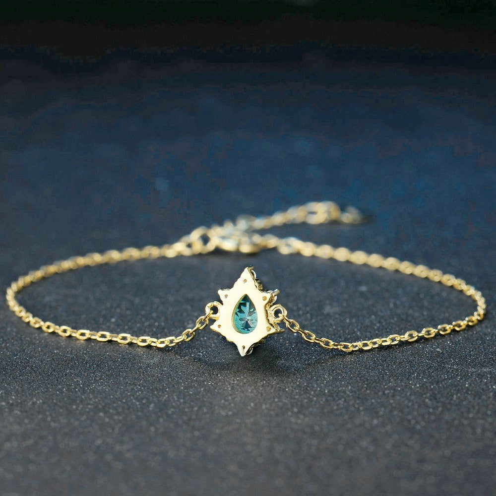 Bracelet Femme Apatite Bleue en Argent 925 Plaqué Or