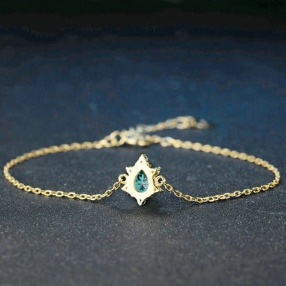 Bracelet Femme Apatite Bleue en Argent 925 Plaqué Or