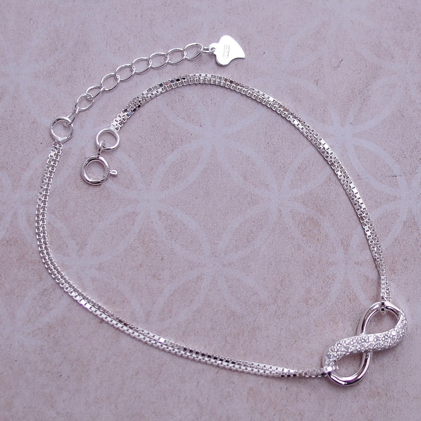 Bracelet Double et Lisse Porte-Bonheur Infini en ARGENT S925
