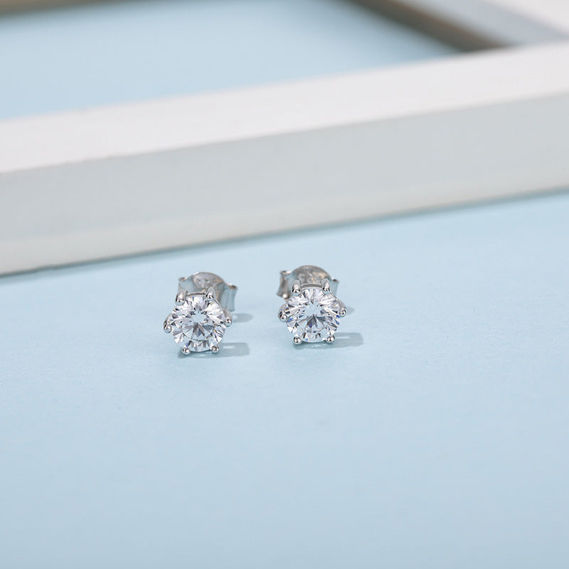 Ensemble de boucles d’oreilles en ARGENT 925 à six griffes – Éclat pur de la moissanite