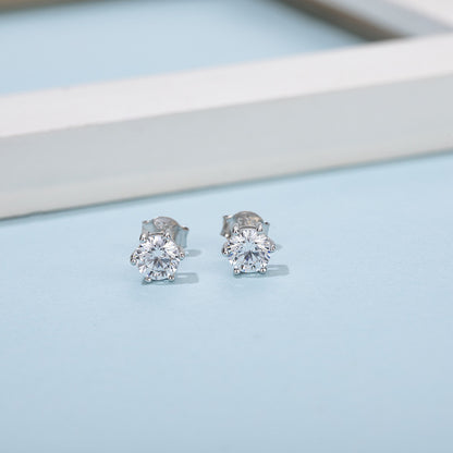 Ensemble de boucles d’oreilles en ARGENT 925 à six griffes – Éclat pur de la moissanite