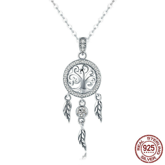 Chaîne Attrape-Rêves en ARGENT S925 et Zircon – Élégance Spirituelle et Raffinée