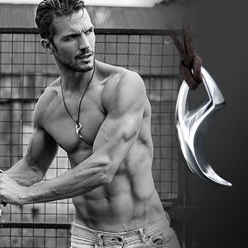 Collier Homme Style Corne en Acier Titane
