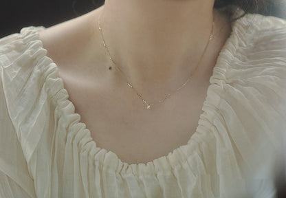 Chaîne Solitaire pour Femme en OR jaune 14 carats – Élégance pure et Intemporelle