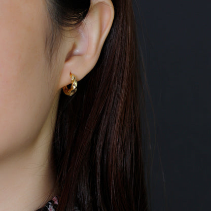 Boucles d’oreilles en ARGENT S925 torsadées – Cercle doré ou or blanc, style européen tendance