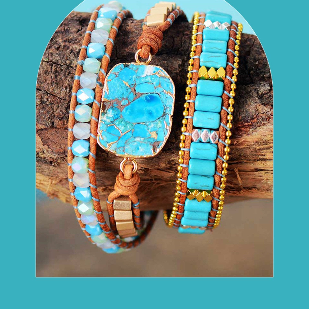 Bracelet Turquoise Bohème – Pierre Naturelle & Cuir, Esprit Libre