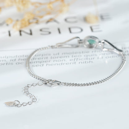 Bracelet en ARGENT S925 avec Émeraude et Zirconia