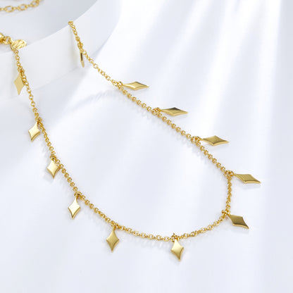 Chaîne pendentifs Losange en ARGENT 925 plaqué OR 18 K – Élégance et Tendance