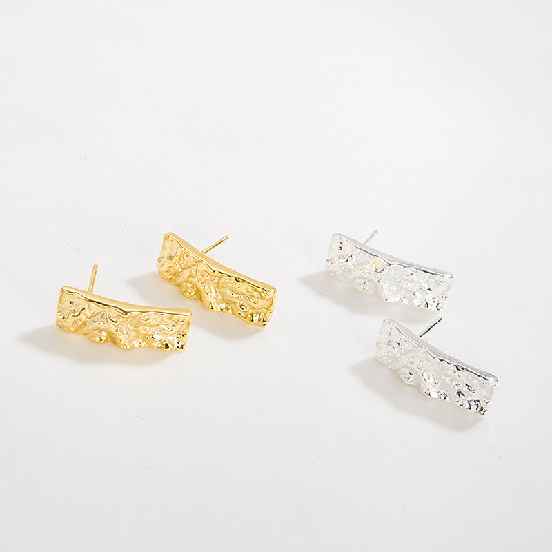 Boucles d’Oreilles Style Coréen Rectangulaires en Argent 925 – Doré ou Argenté