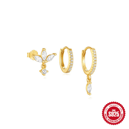 Boucles d’Oreilles Trio tendance en ARGENT 925  – Style Chic Doux