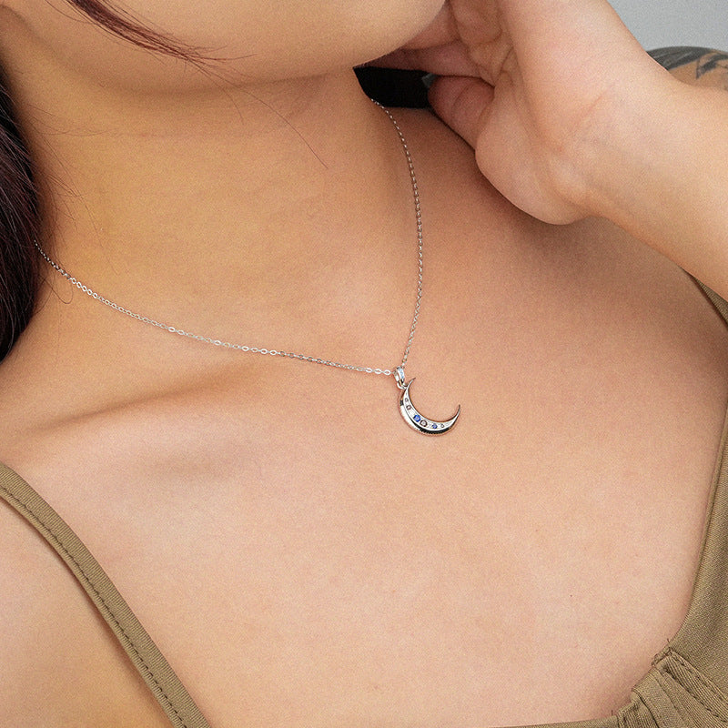 Collier Femme Demi-Lune en Argent 925 avec Zircon – Éclat et Féminité