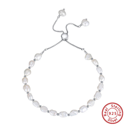 Bracelet en ARGENT S925 et PERLES d’Eau Douce – Élégance Naturelle & Finition Or 14K ou Platine