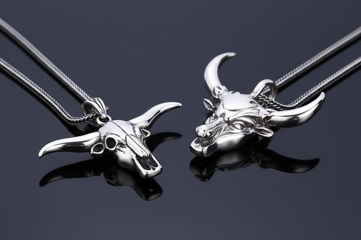 Collier Homme Tête de Taureau en Argent 925 – Force & Caractère