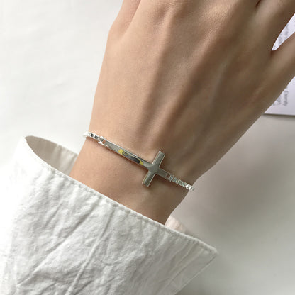 Bracelet Croix en ARGENT S925 – Élégance Minimaliste et Tendance