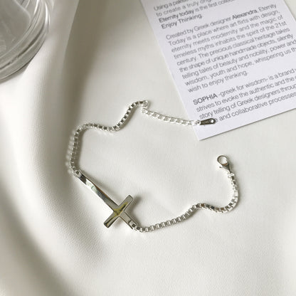 Bracelet Croix en ARGENT S925 – Élégance Minimaliste et Tendance
