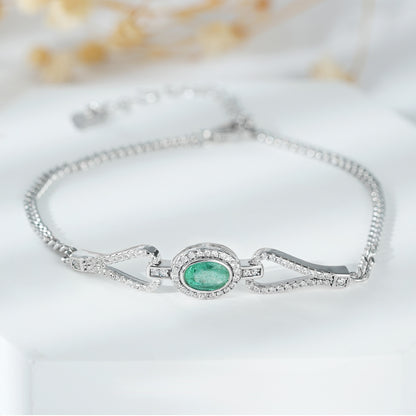 Bracelet en ARGENT S925 avec Émeraude et Zirconia