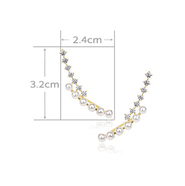 Boucles d’oreilles tige horizontale avec PERLES D'or – Élégance Moderne | JIO Bijoux