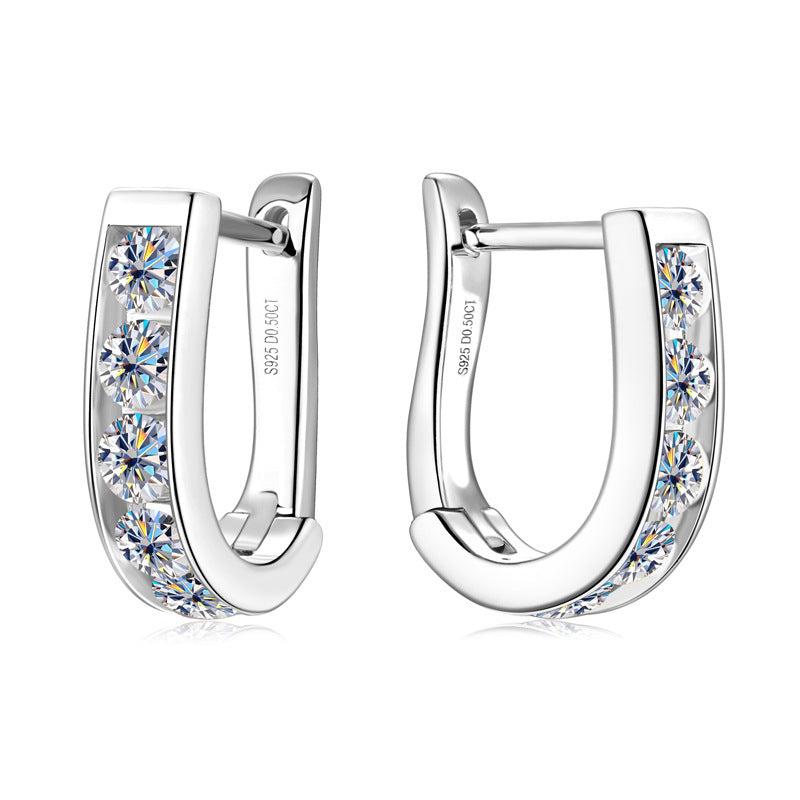 Boucles d’oreilles tendance en forme U avec diamants 0,5 ct  –  ARGENT S925 plaqué OR
