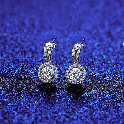 Boucles d’Oreilles en Argent 925 avec Moissanite Ronde – Élégance Éblouissante