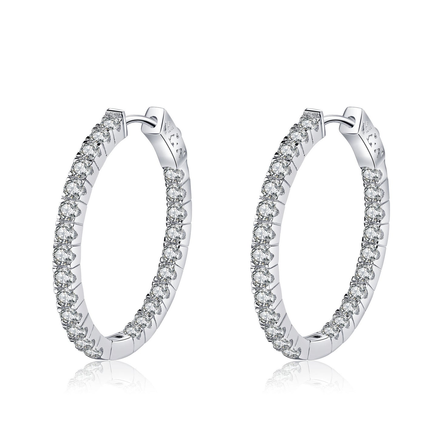 Boucles d’oreilles Anneaux en ARGENT 925 Plaqué OR Blanc– Intemporelles & modernes