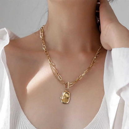 Collier Double Plaqué OR & ARGENT – Design Moderne Bicolore 50 cm