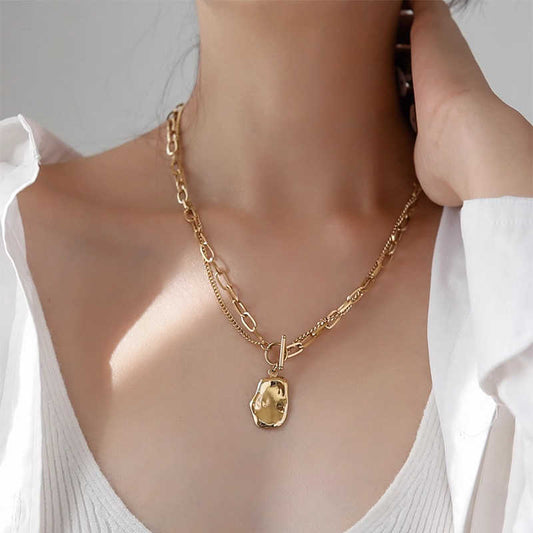 Collier Double Plaqué OR & ARGENT – Design Moderne Bicolore 50 cm
