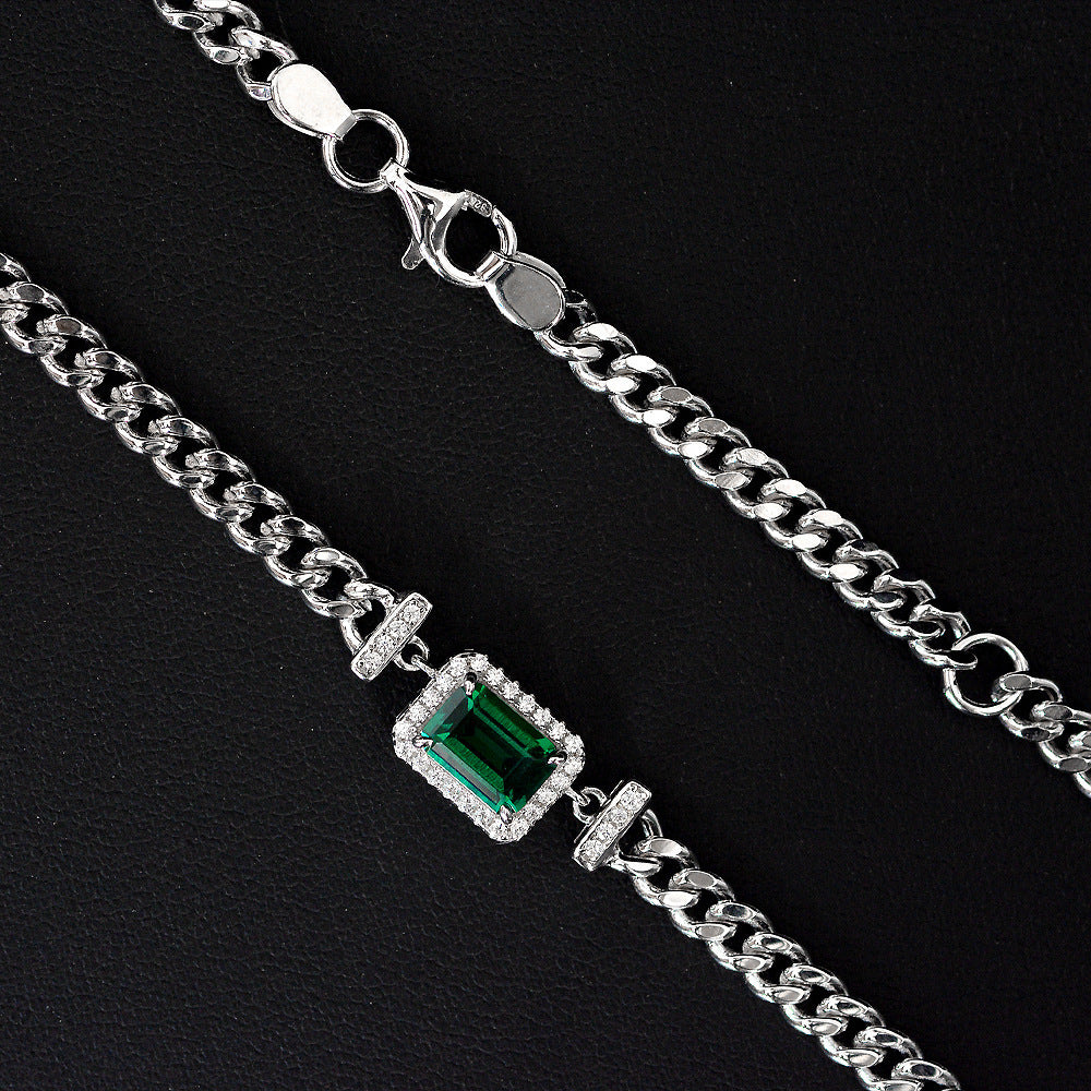 Collier en ARGENT 925 avec Pendentif Émeraude – Élégance simple et luxueuse