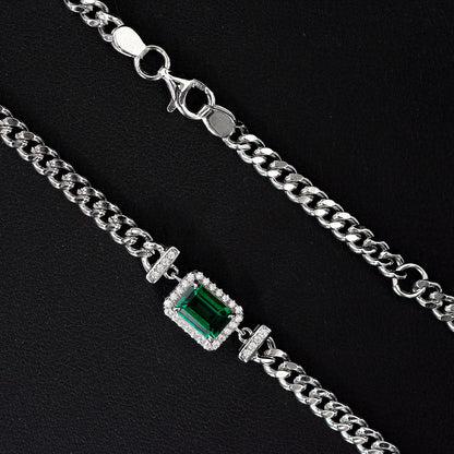 Collier en ARGENT 925 avec Pendentif Émeraude – Élégance simple et luxueuse
