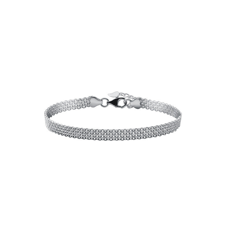 Bracelet Femme Argent 925 Maille Large Ajustable
