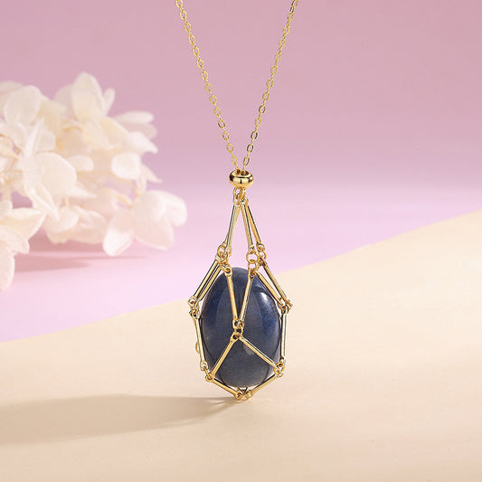 Collier Pierre Cristalline Naturelle Polie – Élégance Rétro et Énergie Bienfaisante