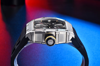 Montre Carrée de Luxe pour Homme – Mouvement Quartz & Calendrier Intégré
