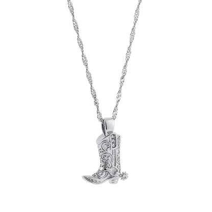 Collier Femme Botte Cowboy Acier inoxydable – Audace & Style Western Chic