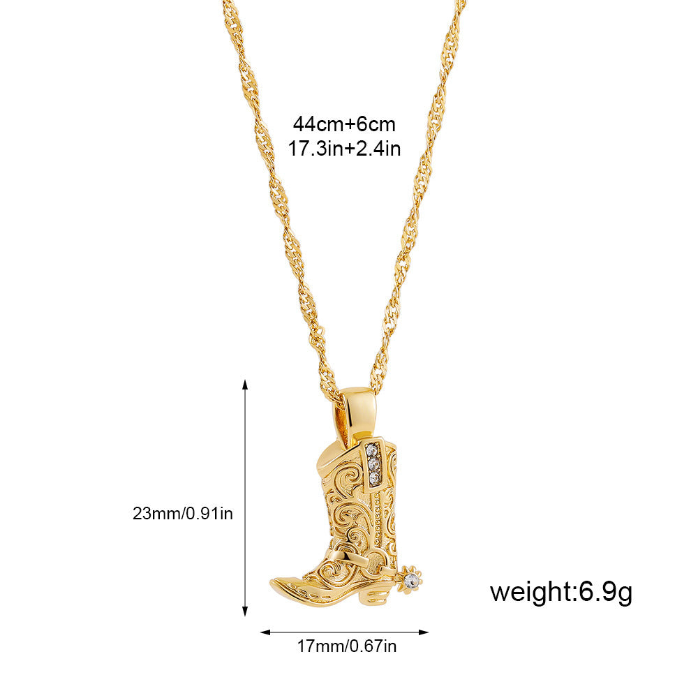 Collier Femme Botte Cowboy ACIER INOXYDABLE – Audace & Style Western Chic