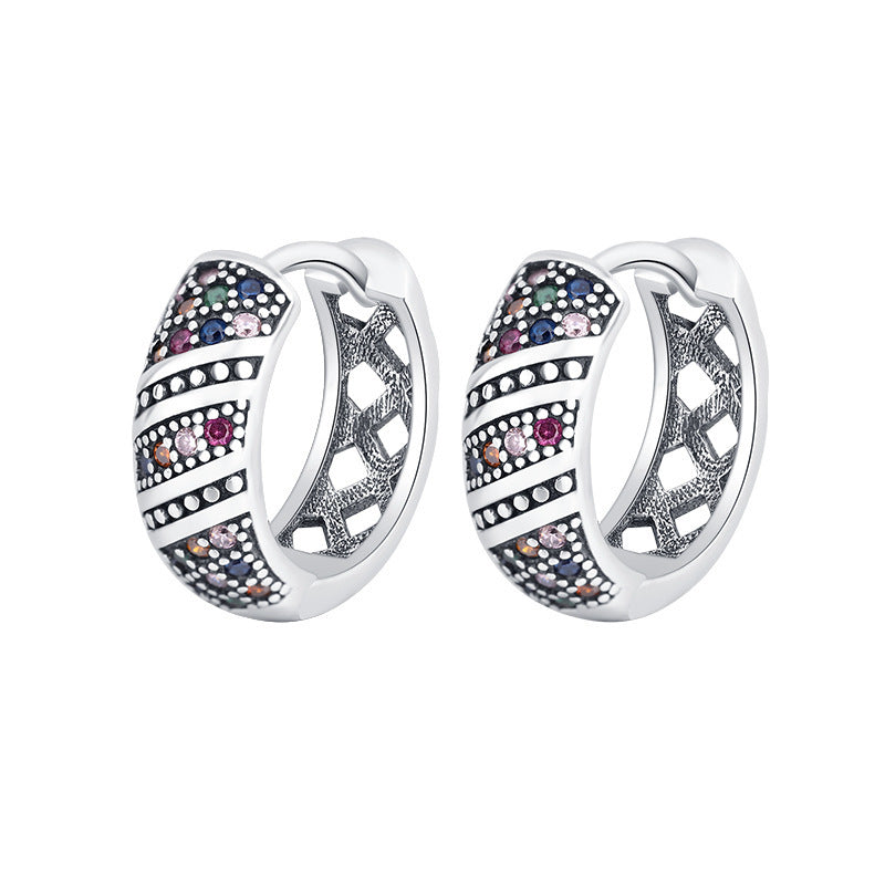 Boucles d’oreilles rétro en ARGENT 925 et Zircons colorés – Élégance Thaïlandaise
