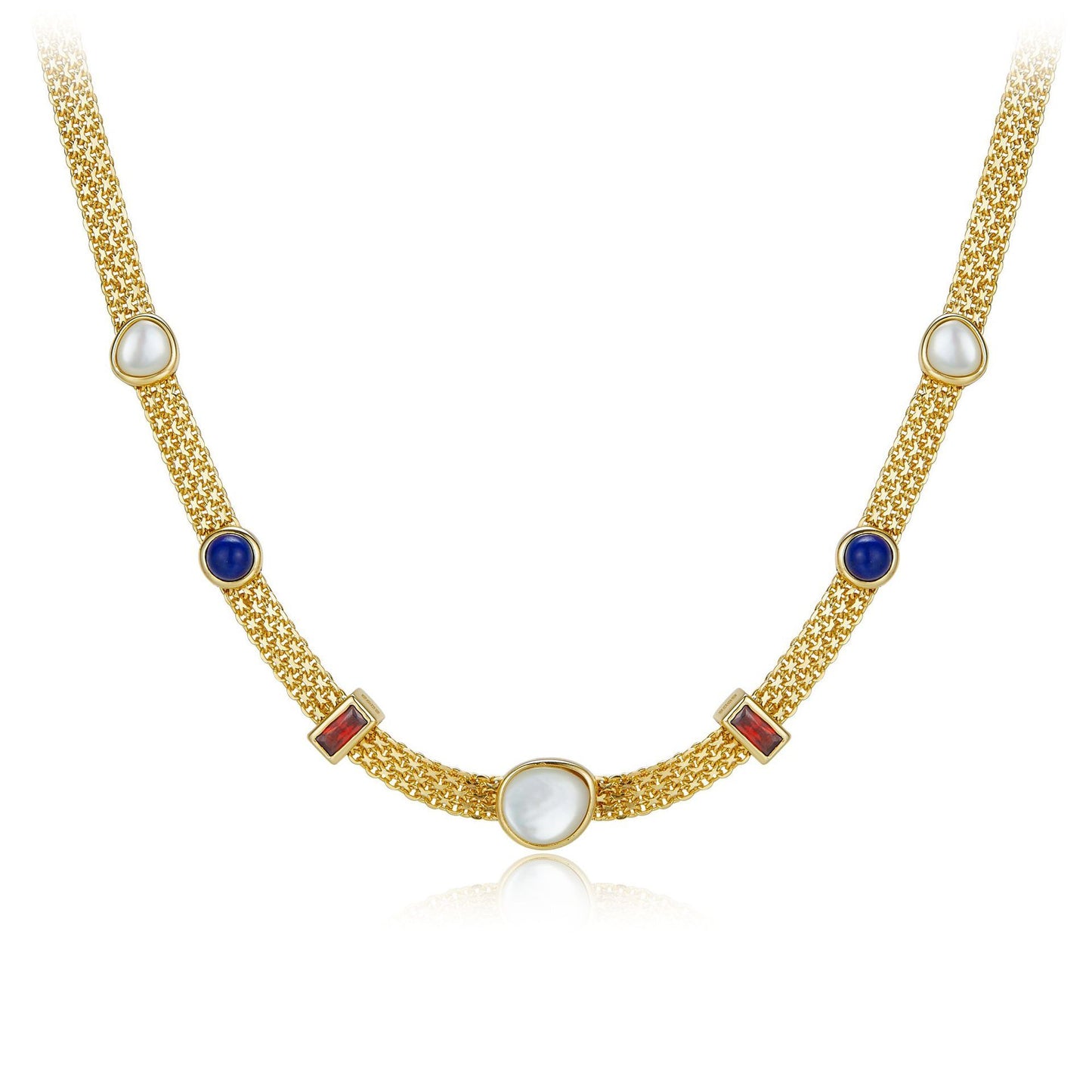 Collier Femme Stylé avec Pierres Naturelles plaqué Or 18 K – Charme Industrielle