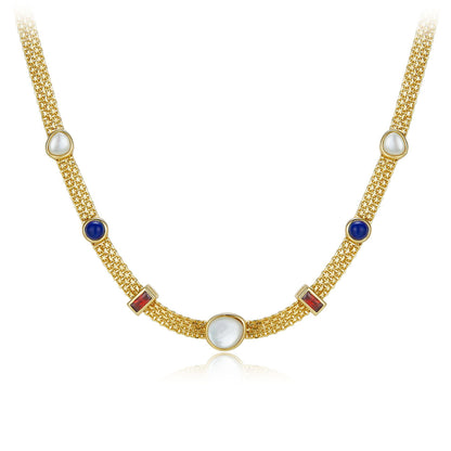 Collier Femme Stylé avec Pierres Naturelles plaqué Or 18 K – Charme Industrielle
