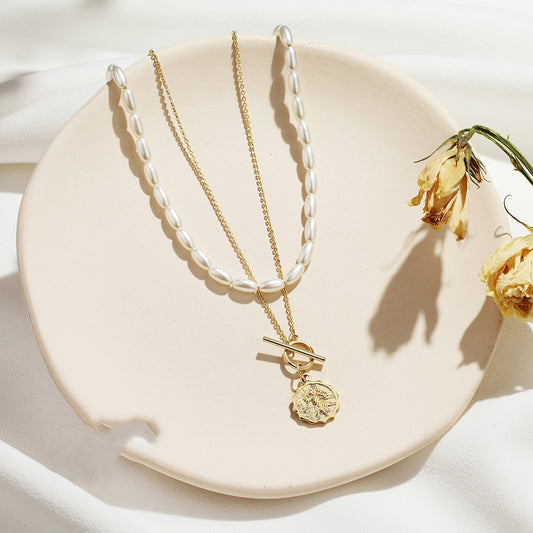 Collier Double Français en Argent plaqué OR avec Perle – Élégance Parisienne et Finesse Intemporelle