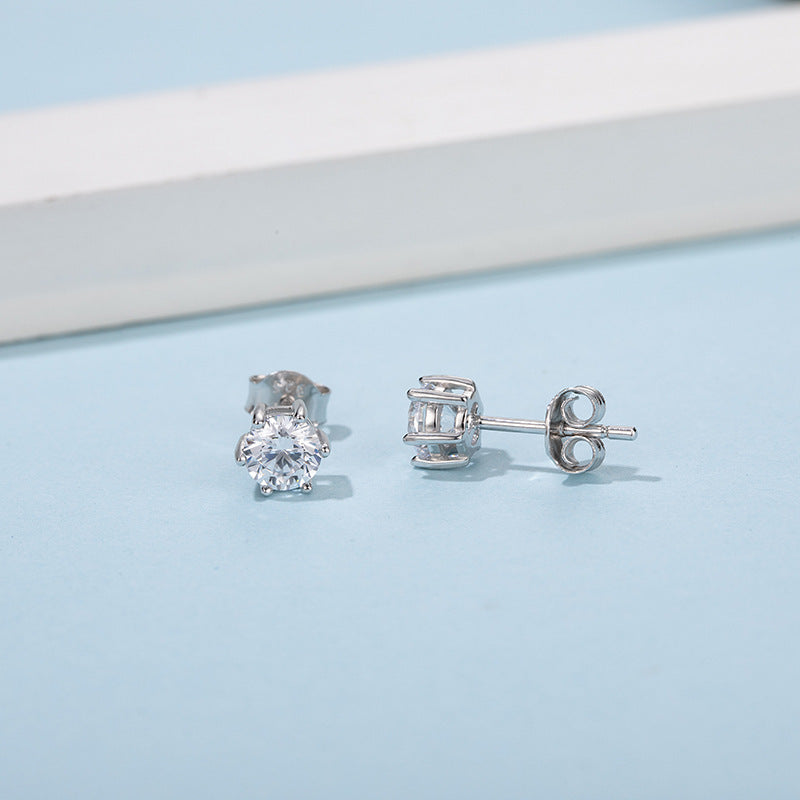 Ensemble de boucles d’oreilles en ARGENT 925 à six griffes – Éclat pur de la moissanite