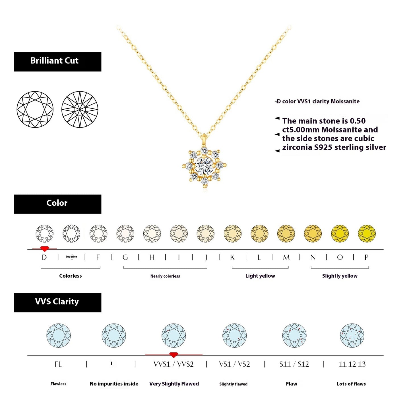 Chaîne Flocon de Neige en ARGENT S925 avec Moissanite – Éclat Givré et Élégance