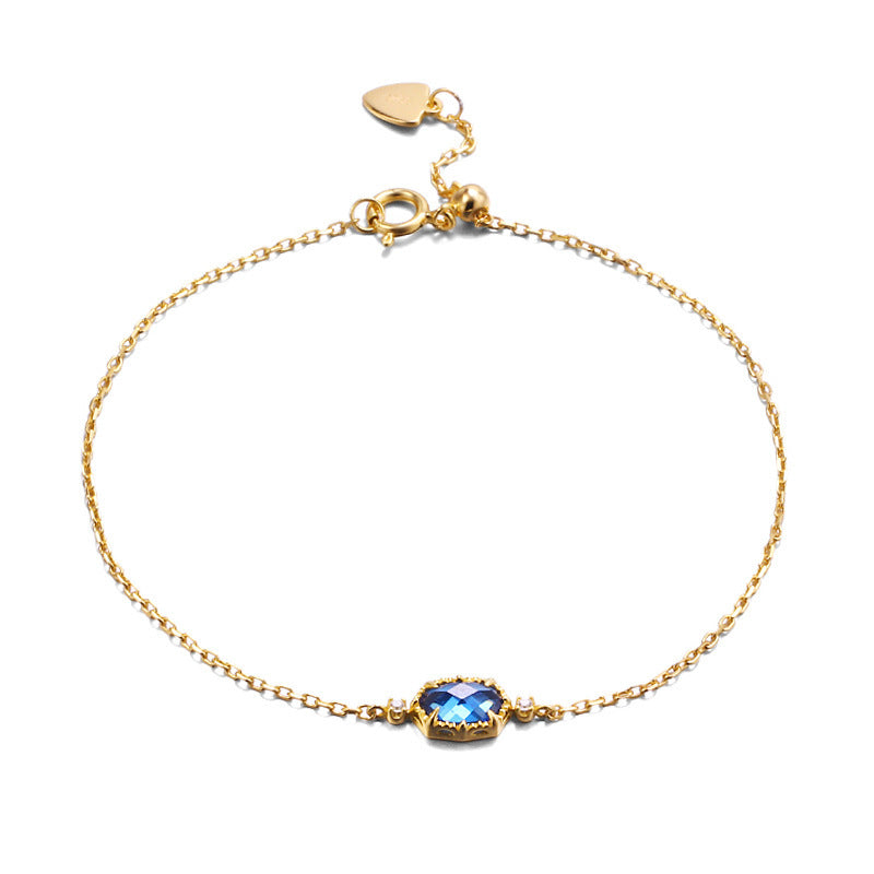 Bracelet Rétro ARGENT STERLING avec ZIRCON Bleu Saphir – Élégance Mystérieuse et Intemporelle J