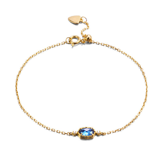 Bracelet Femme en Zircon Bleu Saphir – Bijou Élégant et Intemporel