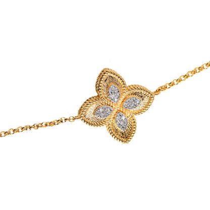 Bracelet Femme Trèfle Porte-Bonheur Argent 925 Plaqué Or avec Moissanite