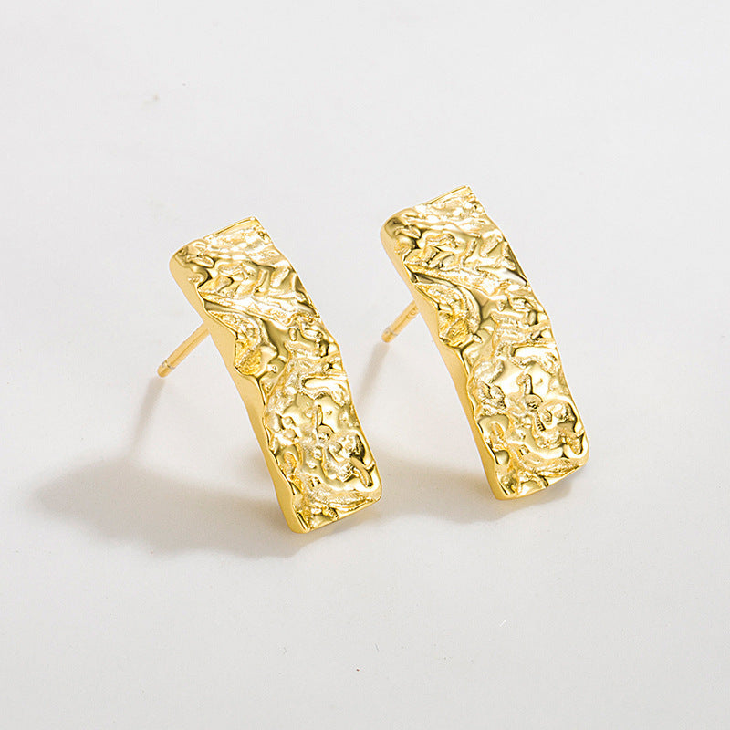 Boucles d’Oreilles Style Coréen Rectangulaires en Argent 925 – Doré ou Argenté