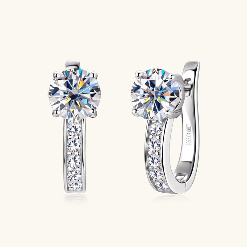 Boucles d’Oreilles Argent 925en U avec Moissanite 1 Carat – Élégance Moderne