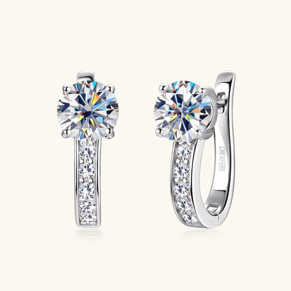 Boucles d’Oreilles Argent 925en U avec Moissanite 1 Carat – Élégance Moderne
