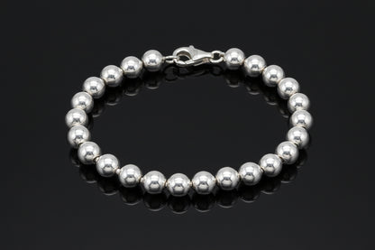 Bracelet Homme Perles rondes en Argent 925  – Élégance et Caractère