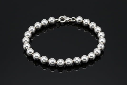 Bracelet Homme Perles rondes en Argent 925  – Élégance et Caractère