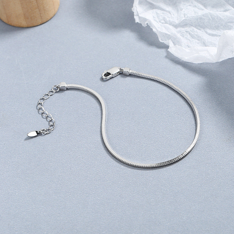 Bracelet chaîne en ARGENT S925 – Design carré os de serpent