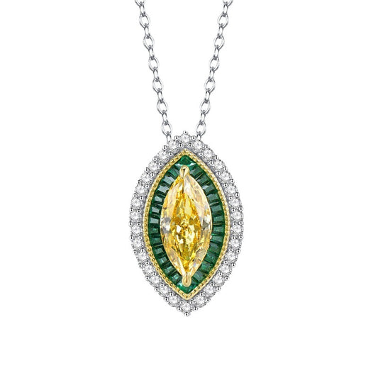 Collier Femme en Argent 925 avec Diamant Jaune Taille Marquise